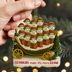 Grandkids Make Life More Grand, Christmas Tree And Sleigh Personalized Acrylic Ornament