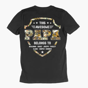 Personalized Custom T-Shirt - Father's Day, Birthday Gift For Dad, Grandpa - This Awesome Papa Belongs To