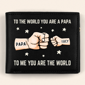 You’re My World, My Heart - Family Personalized Double-Sided Printed Leather Wallet - Father's Day, Gift For Dad, Grandpa