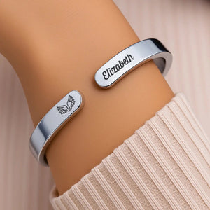 With Me Always - Memorial Personalized Custom Bangle Bracelet Cuffs - Sympathy Gift For Family Members