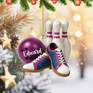 Custom Name Bowling Ornament, Personalized Christmas Gift For Bowling Lover
