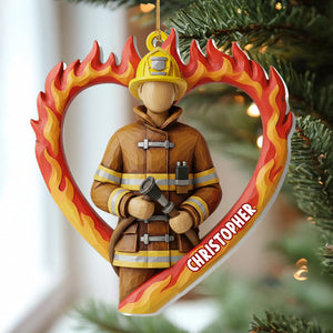 For A Brave Firefighter - Personalized Acrylic Ornament