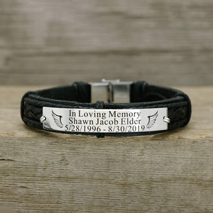 Memorial Wings Bracelet Forever in my Heart, Personalized In Memory of Bracelet, Loss of Loved One