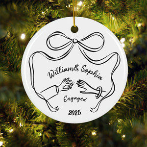 First Christmas Engaged Ornament, Personalized Engagement Gift for Couples