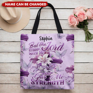 Personalized But The Lord Stood With Me And Gave Me Strength All-Over Tote with name