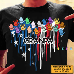 Personalized Grandpa Heart Hand Print, Gift For Father, Dad, Grandpa T-Shirt