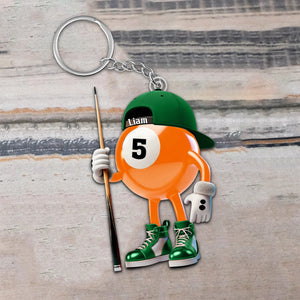 Personalized Name Billiard Keychain, Billiard Lover Gift