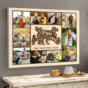 Papa Bear With Kid Personalized Daddy Bear Sign Canvas Poster Father’s Day Gift