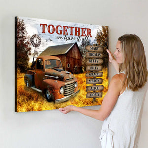 Together We Have It All Rustic Farmhouse Style Personalized Custom Clipart & Text Canvas/Poster