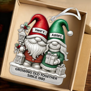 Couple Metallic Effect - Personalized Acrylic Ornament - Christmas Gift for Couple