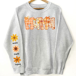 Preppy Retro Floral Fall Personalized Sweatshirt for Mom & Grandma