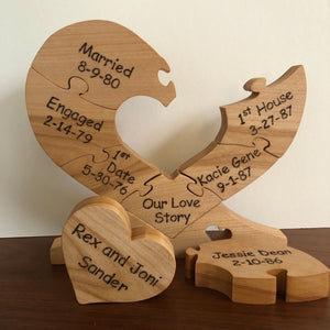 Personalized Name Family Puzzle,Family Wood Heart "Unity" Puzzle,Gift for Mom