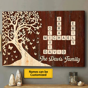 Custom Family Crossword Canvas Poster - Personalized Names & Tree