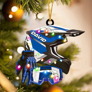 Custom Motocross Gear Ornament, Arcrylic Christmas Ornament, Helmet Gloves Goggles Decor