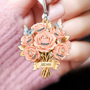 I Love You Mom - Personalized Mother Shaped Keychain