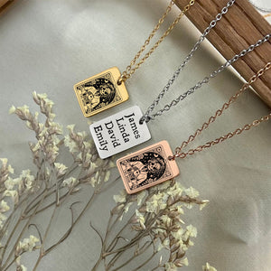 Personalized Skull Mom Kids Tarot Card Necklace Gift for Grandma Mom