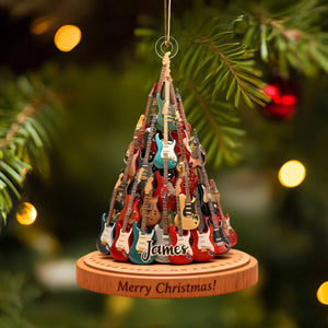 Personalized Guitar Christmas Tree Ornament,Musician Gift,Electric Guitar Holiday Decor,Music Lover