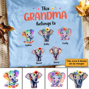 Personalized This Grandma Belongs To Elephant T-Shirt