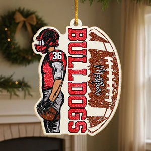 Matching Football Player - Personalized Wooden Ornament Football Game Day