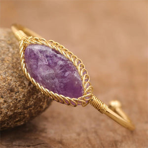 Elegant Amethyst Gold Cuff Bracelet For Her