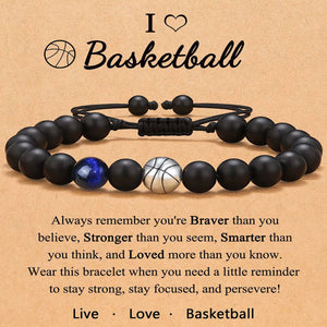 Soccer Football Basketball Baseball Tiger Eye Stone Bracelet Gifts for Sports Lover