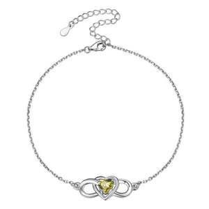 Infinity Heart Birthstone Anklet For Women