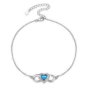 Infinity Heart Birthstone Anklet For Women