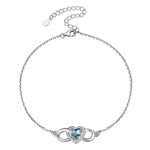 Infinity Heart Birthstone Anklet For Women