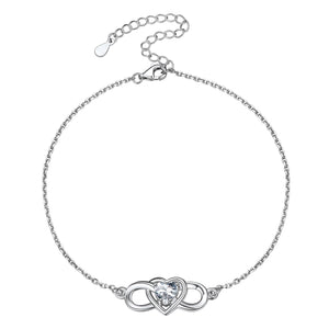 Infinity Heart Birthstone Anklet For Women