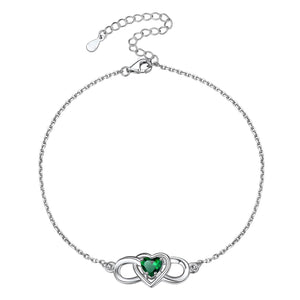 Infinity Heart Birthstone Anklet For Women