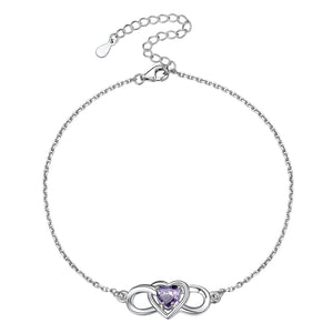 Infinity Heart Birthstone Anklet For Women