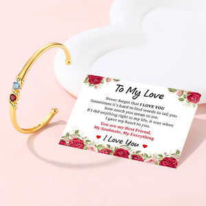 Personalized Adjustable Family Birthstone Cuff Bracelet For Women