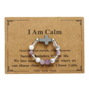 Elastic stone cross ring, angel stone combination copper bead ring