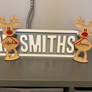 Personalized Freestanding Reindeer Table Decoration