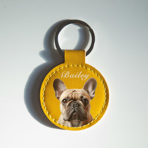 Personalized Engraved Name Custom Pet Keychain with Portrait from Photo, Memorial Gift