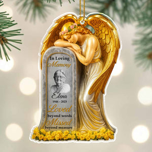 Loved Beyond Words Angel And Flowers Ornament Personalized Memorial Acrylic Ornament