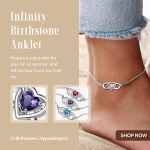 Infinity Heart Birthstone Anklet For Women