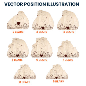 Hugging Bear Family Floral Version - Personalized Wooden Bear Family Puzzle