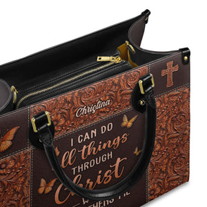 Personalized I can do all things through Christ who strengthen me-Bible Verse Leather Bag