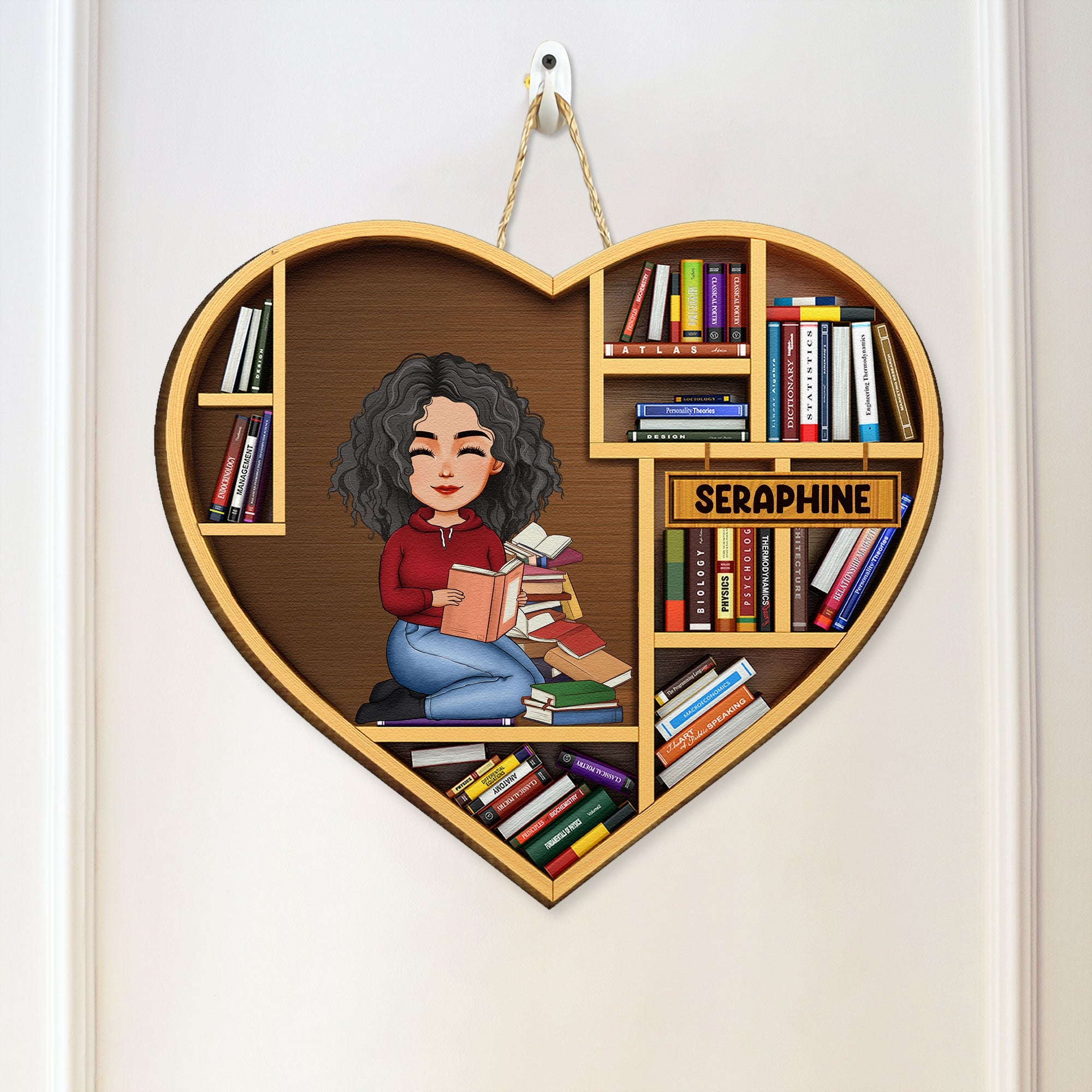 Personalized Custom Shaped Wood Sign For  A Girl Who Loves Books ,Book Lover
