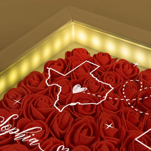 Long Distance Relationship For Couples - Personalized Flower Shadow Box With LED Light