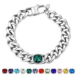 Personalized Cuban Link Birthstone Bracelet For Men Women