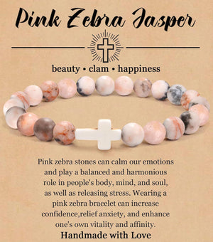 Turquoise Bracelet With Cross, Healing Beads Bracelet