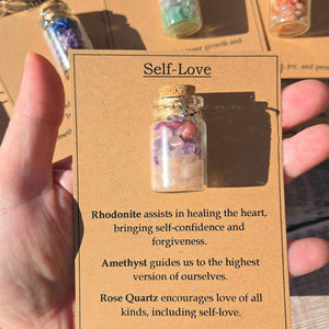 Personalized GOOD LUCK crystal chip bottle. Lucky charm. Crystals for new beginnings, exams, interview