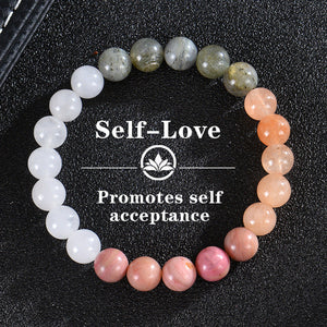 Seven Colored Stone, Tiger Eye Stone Bracelet - 7 Chakras Card Bracelet