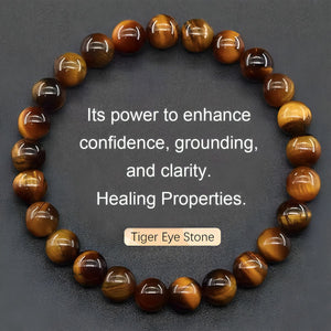 Natural Stone Agate Crystal Beaded Bracelet, Tiger Eye Stone Bracelet