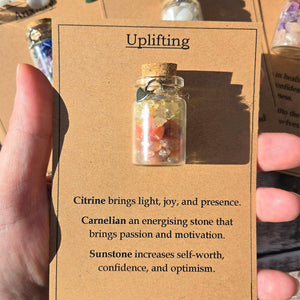 Personalized GOOD LUCK crystal chip bottle. Lucky charm. Crystals for new beginnings, exams, interview