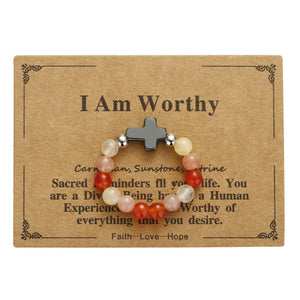 Elastic stone cross ring, angel stone combination copper bead ring