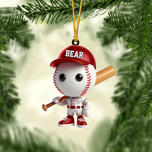 Adorable Baseball Star Personalized Ornament