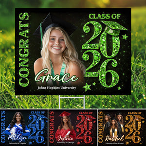Congrats Senior 2026 Lawn Sign, Graduation Gift - Personalized Graduation Yarn Sign